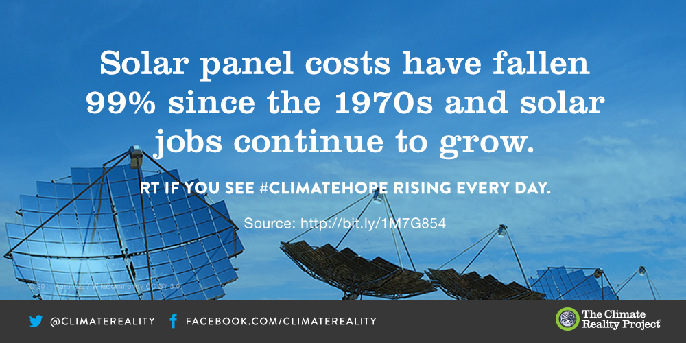 ClimateReality's tweet photo. RT if you see #ClimateHope rising every day. #Solar #Jobs #SolarSunday http://t.co/mbNWfOBl3l