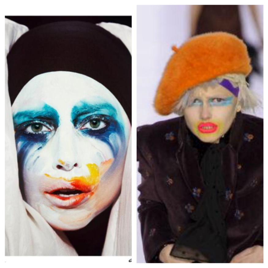 thequeencalista's tweet photo. I can't be the only one seeing a resemblance #ladygaga #galliano http://t.co/QgjdJkZNX0