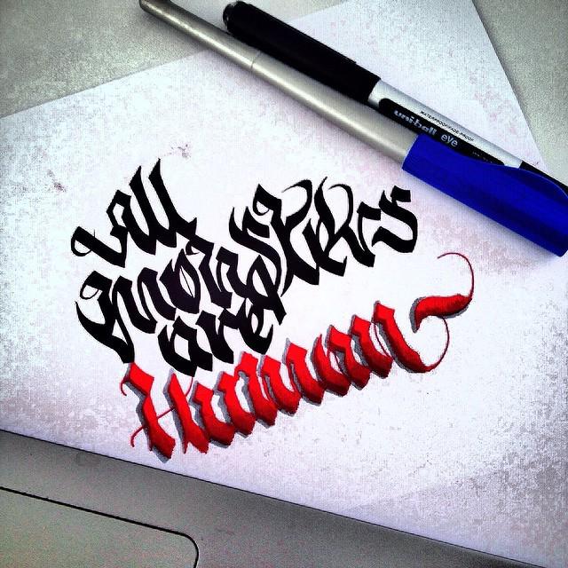Druthersco's tweet image. Secret is out,
All monsters are human.

#pilotparallel #blackletter #calligraphy #lettering #handmadefont #letters …
