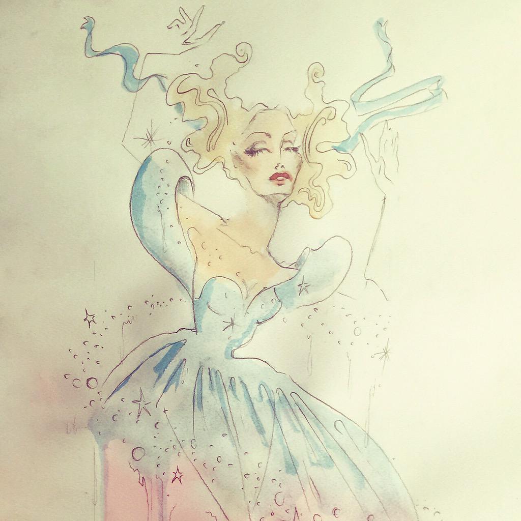FranzSzony's tweet photo. Concept sketch for my Photoshoot with @alliharvard as #Cinderella.  A dash of #MarilynMonroe crept in too #7yearitch http://t.co/tt7SRk2UVH