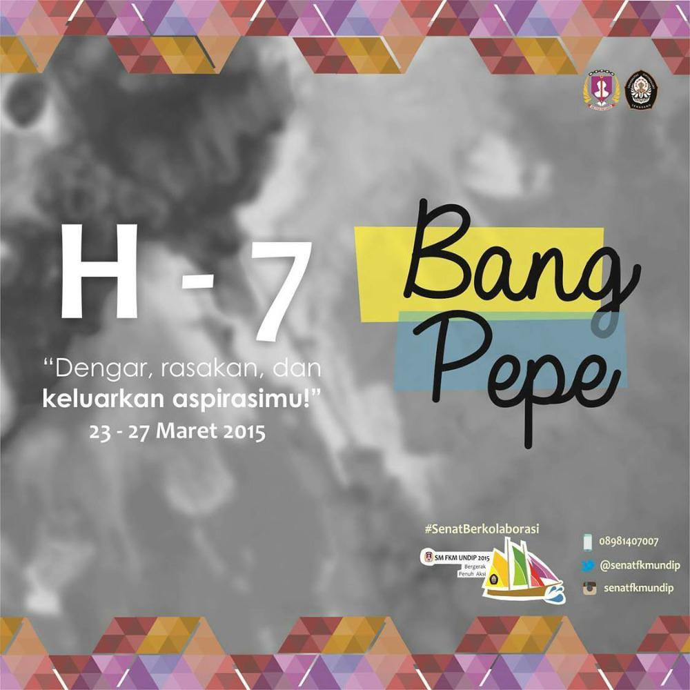 H-7 Bang Pepe Yuk aspirasikan suaramu untk FKM lebih baik lagi di Bang Pepe <a href="/FKMUNDIP2012/">FKM UNDIP </a> <a href="/FKMUNDIP2013/">FKM UNDIP 2013</a> <a href="/FKMUNDIP2014/">FKM Undip 2014</a>