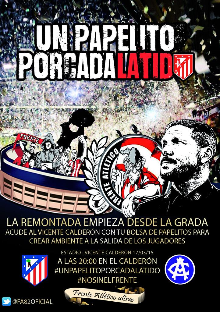 FA82Oficial's tweet photo. Mañana #UnPapelitoPorCadaLatido. Necesitamos vuestra ayuda @VoluntariosATM , máxima difusión a todos los atléticos. http://t.co/pnCZHR3slL