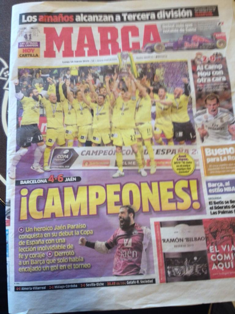 JaenFS's tweet photo. Disfrutad del desayuno con una buena lectura
#CAMPEONESDEESPAÑA
#SoyJaenFS http://t.co/2YYUZ4ILM6