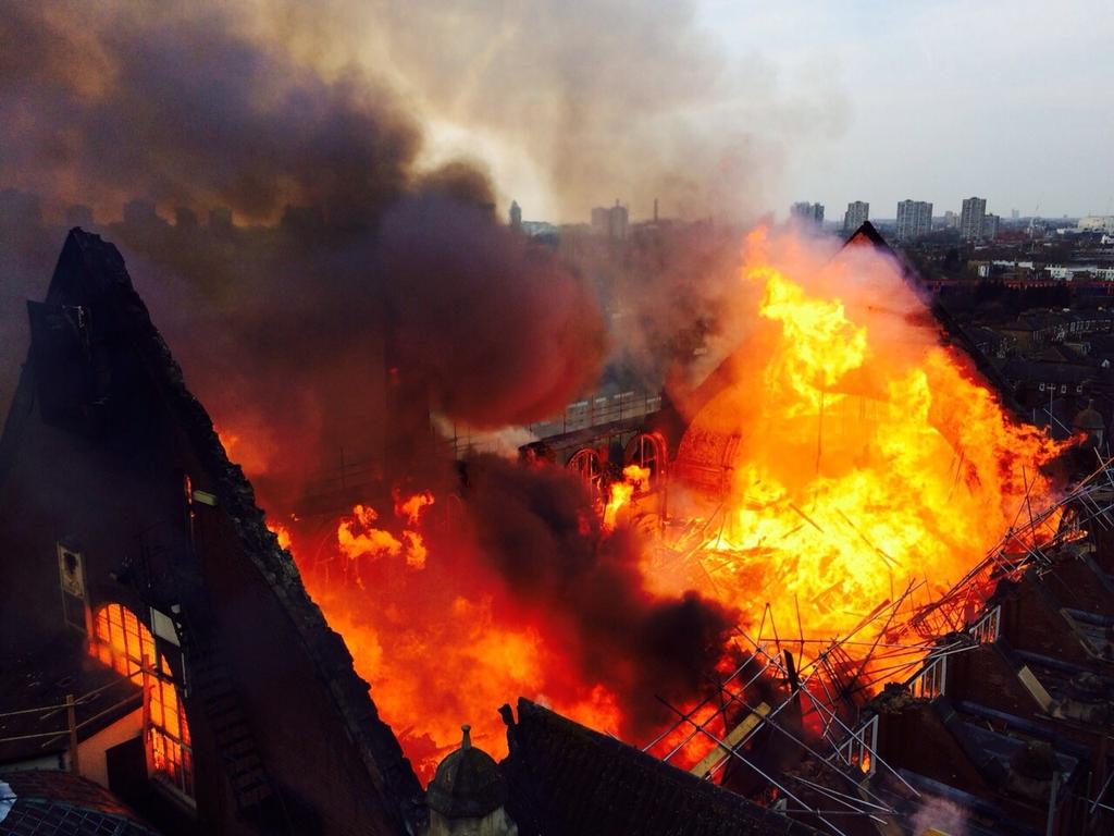 SupporttheFBU's tweet photo. Some new pics of the Battersea Arts centre job... http://t.co/43E3A5THbU