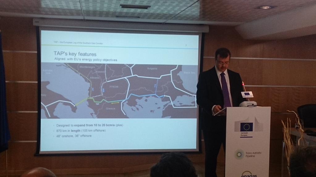 tap_pipeline's tweet photo. "Procurement activities & land access receive our focused attention" Ian Bradshaw TAP MD @enagas #Madrid #ProyectoTAP http://t.co/1R1czlfoKG