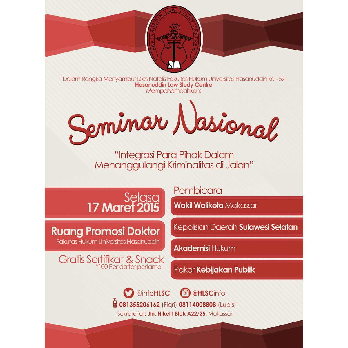 Datang dan Sukseskan! Pukul 09.00wita Gratis! <a href="/infoHLSC/">H.L.S.C</a> @AMJeniuuus <a href="/anak_unhas/">ANAK_UNHAS</a> <a href="/BEM_FHUH/">BEM FH UNHAS</a> <a href="/KampusUnhas/">Univ. Hasanuddin</a> @ppmi_makassar