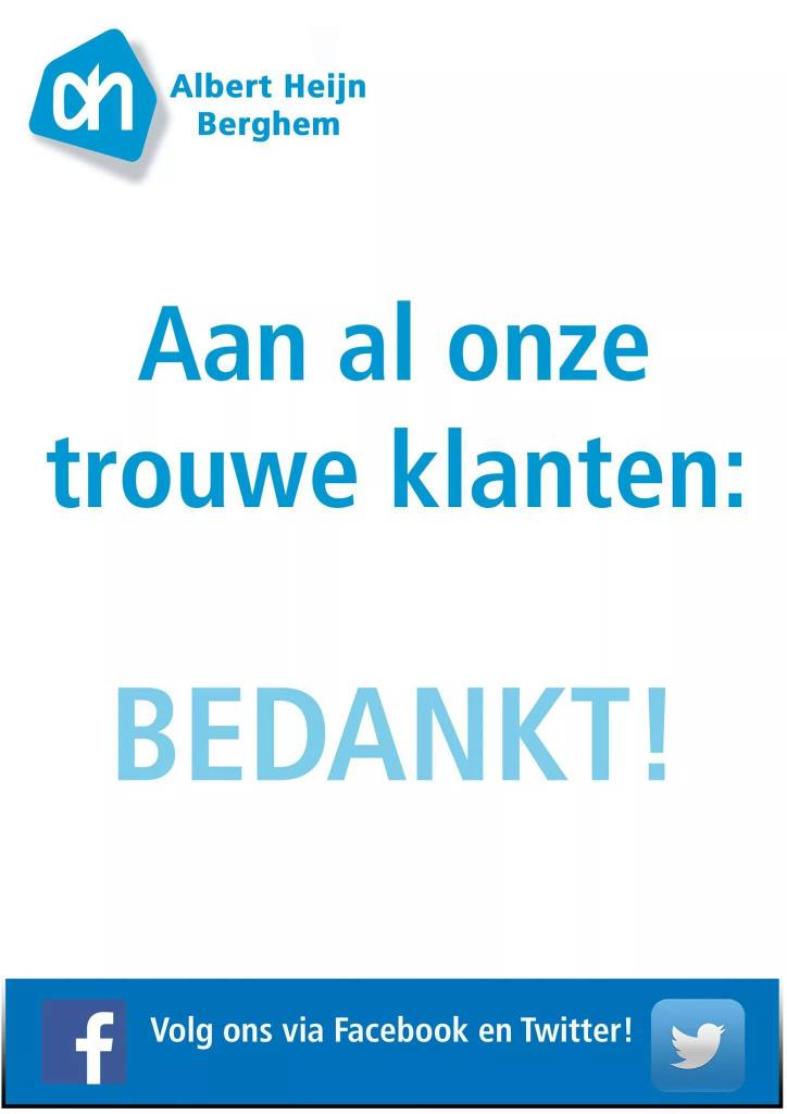 AH_Berghem's tweet photo. Wij bedanken al onze trouwe klanten die ondanks de vervelende wegwerkzaamheden toch hun boodschappen bij ons doen! http://t.co/p97Yp9KxaQ