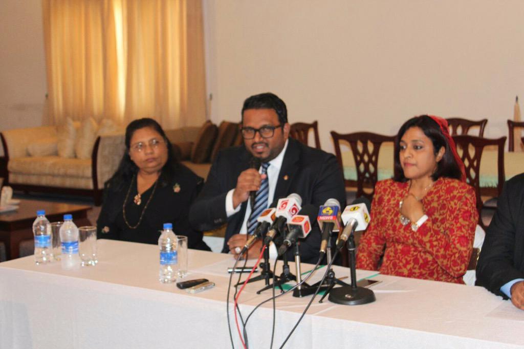 At a Press Conference in Colombo , briefing about the Current political situation in Maldives with FM &amp; AG