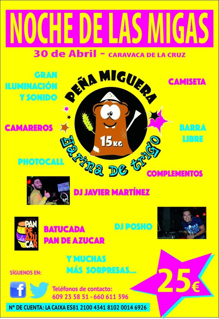 Aqui teneis información sobre la #nochedelasmigas2015 <a href="/pmHarinadetrigo/">HARINA DE TRIGO 2016</a> 
Os esperamos con todo esto y más sorpresas!!!