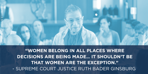 \"Women belong in all places where decisions are being made.\" A belated happy birthday to Justice Ruth Bader Ginsburg. 