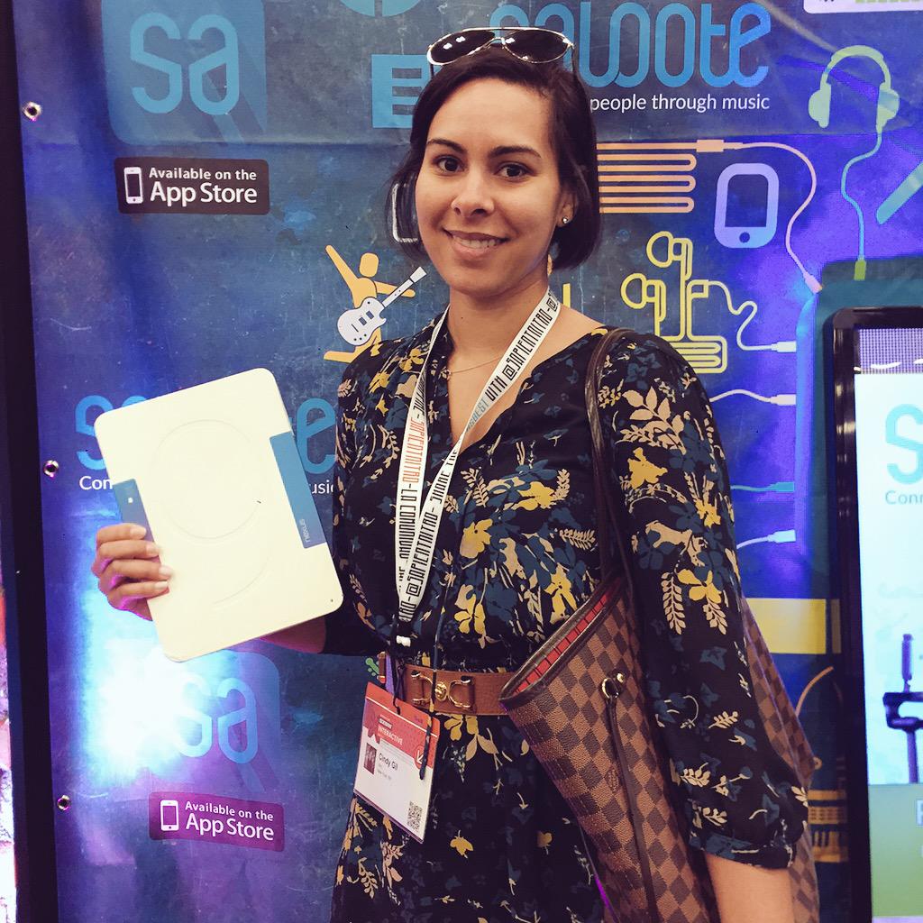 Saloote's tweet photo. Thanks to @CindyGil of @VH1 for stopping by booth 820! &amp; did we mention she is our first tablet winner!✨ #SXSW2015 http://t.co/q5zsM7v5Fw