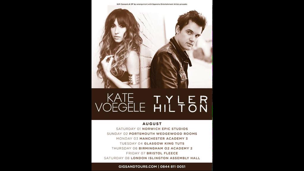 katevoegele's tweet photo. UK FANS!! You asked- and we made it happen!!! Me &amp; @tylerhilton are coming for you this August!! 🎶👍🙌❤️ http://t.co/NZRtIbOVO4