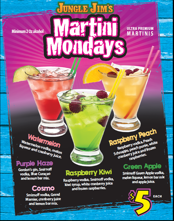 Our 2 locations are open!
1/2 Nachos and 5$ Martini