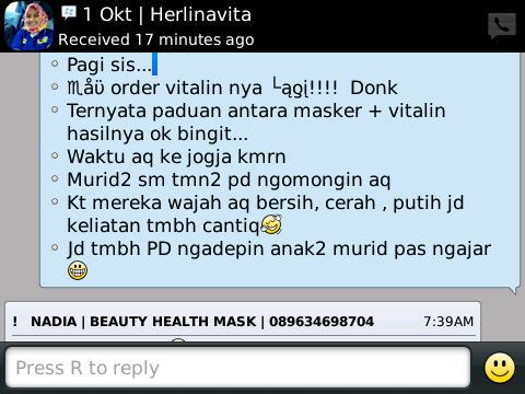 HealthMask's tweet photo. Perpaduan VITALINE+MASKER buat kulit km cerah alami dan PERMANEN, dptkan harga menarik! Invite pin: 261BDB8F,TRUSTED! http://t.co/pc9mwKyGWd