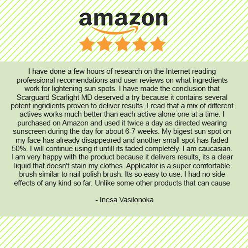 Scarguard's tweet image. Our lightener, Scarlight enjoys a 5-star rating at @amazon​ simply because it works! Fade #discolorations now.