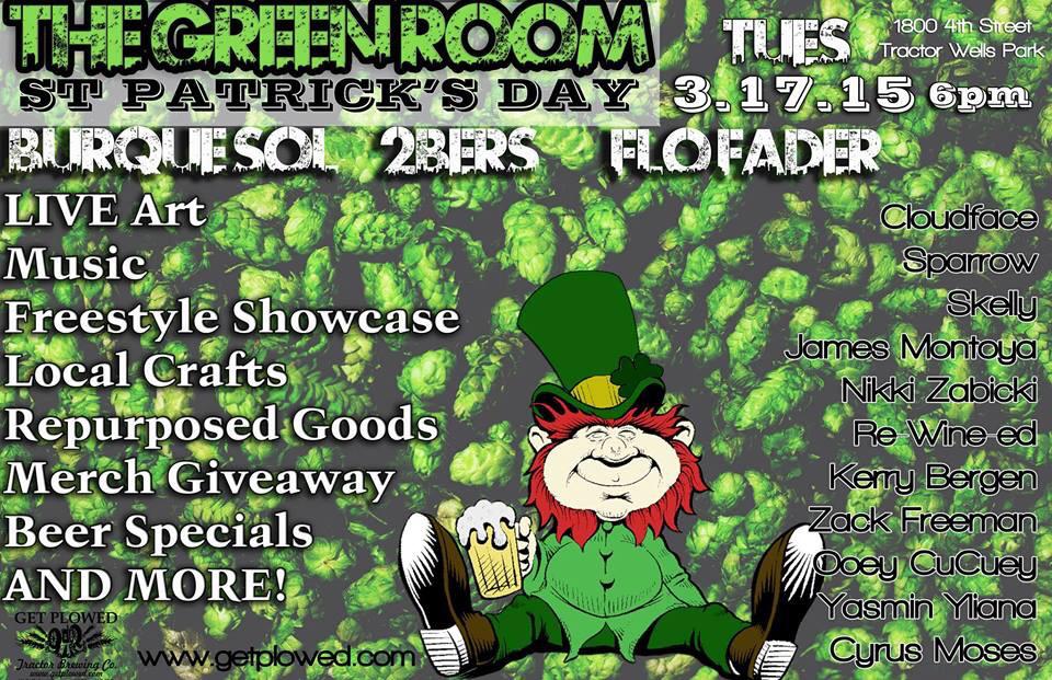 tractorbrewing's tweet photo. Tomorrow for #StPatricksDay at #WellsPark it's a free show - #TheGreenRoom #BurqueSol @FLOFADER @2bers - RT #ABQ http://t.co/51rlM6k0Oj