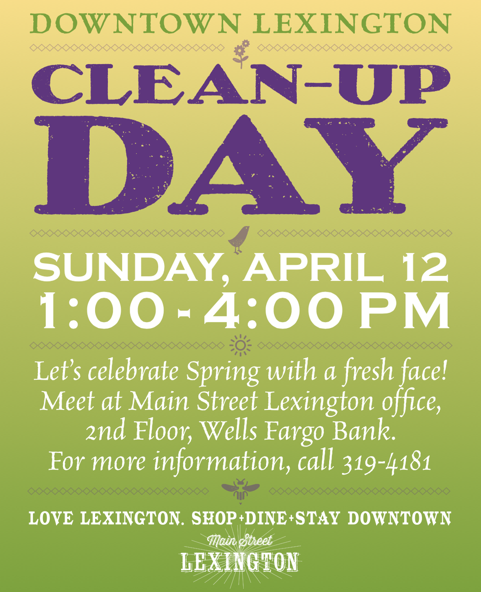 MainStreetLex's tweet photo. MSL's Downtown Clean-Up Day is 4/12! What would you like us to work on? http://t.co/aKi0pwRXAn