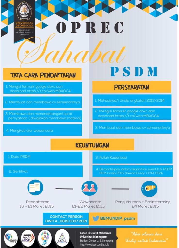 Di cek kegiatan pentingnya, untuk kalian cc: <a href="/d3vil_14/">MeXIVeD</a> dari @BEMUNDIP_psdm: seputar Sahabat PSDM ndip "
