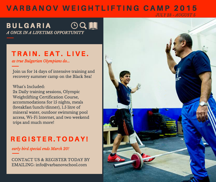 VarbanovSchool's tweet photo. Train, eat, live as the true Bulgarian Olympians do! #Summer2015 #OlyLifting #bgcamp http://t.co/uTNeNBa3ce