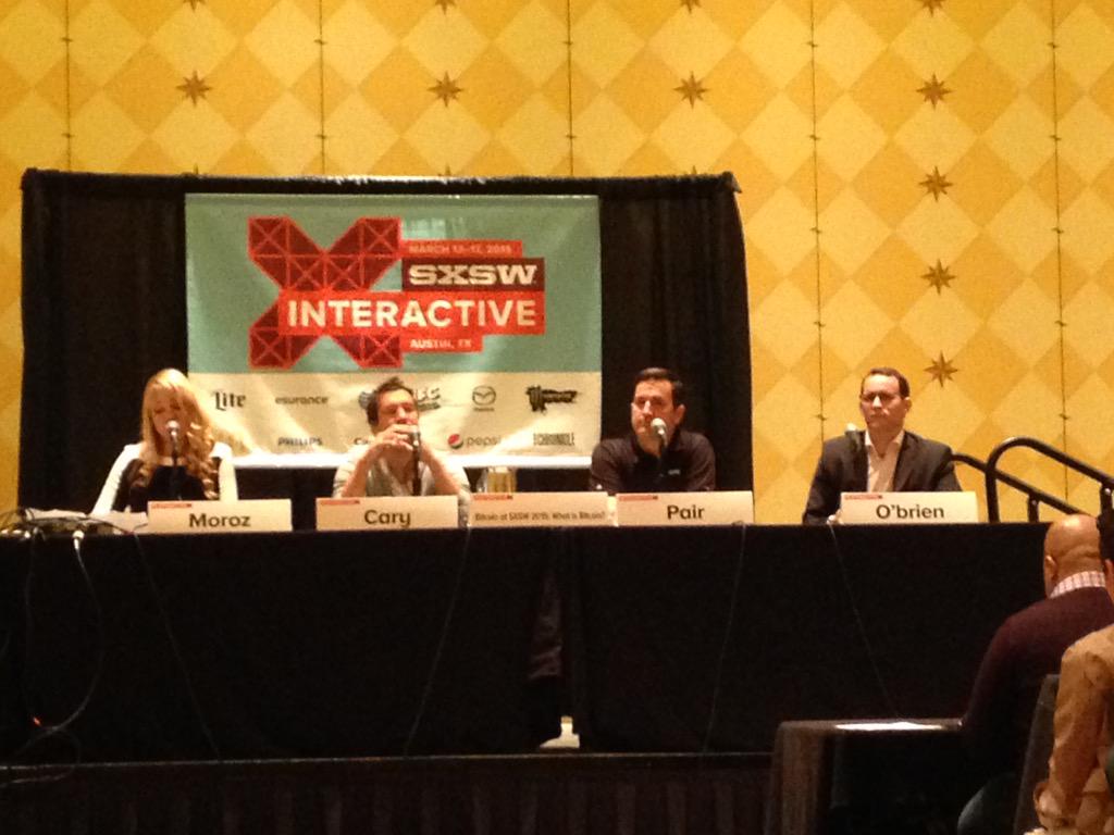 #bitcoin gets its own conference at #SXSW. 1st panel <a href="/queentatiana/">Tatiana Moroz (QueenTatiana)</a> <a href="/niccary/">Nic Cary</a> <a href="/willobrien/">Will O'Brien</a> Stephen Pair #BTCSXSW15