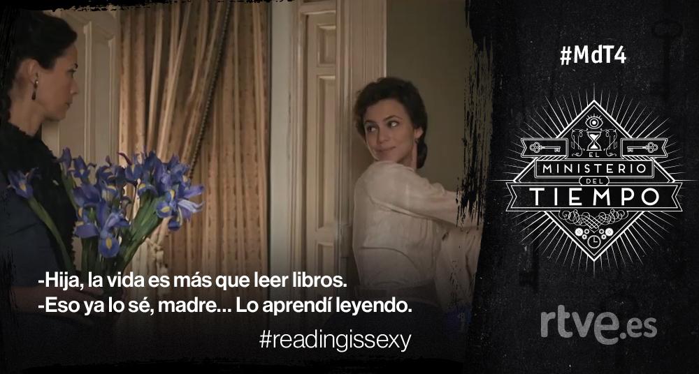 MdT_TVE's tweet photo. "-Hija, la vida es más que leer libros.
AMELIA: Eso ya lo sé, madre… Lo aprendí leyendo."
#readingissexy #MdT4 http://t.co/NrRsDEUVFH