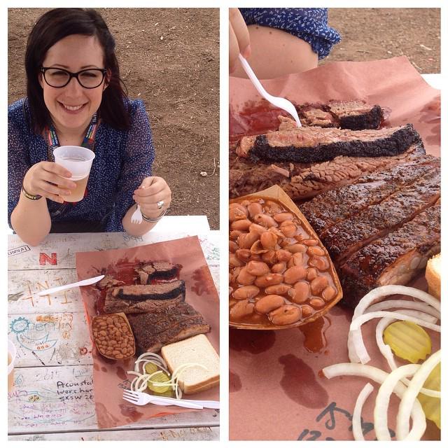 KandieGang's tweet photo. Bob agrees with #LaBarbeque brisket, pork ribs and pinto beans! delicious!
#sxsw by scottdaros http://t.co/02nftLGoJ6