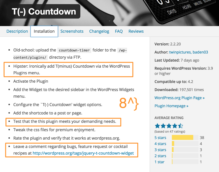 scottlanger's tweet photo. Wordpress plugin documentation funnies... thanks dev! http://t.co/xwMbV3vE9h