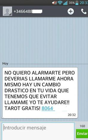 SMS que intenta sacarte la pasta cuya ortografía puede ser también un atentado contra el diccionario ;-) ¡Ignóralo!