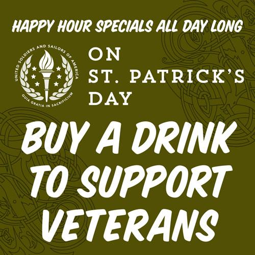 boundaryrd's tweet photo. Buy a #drink, support a #veteran. #Happyhour all day on #StPatricksDay, 10% of bar sales will go to #USASOA. http://t.co/jcU2k0hgi0