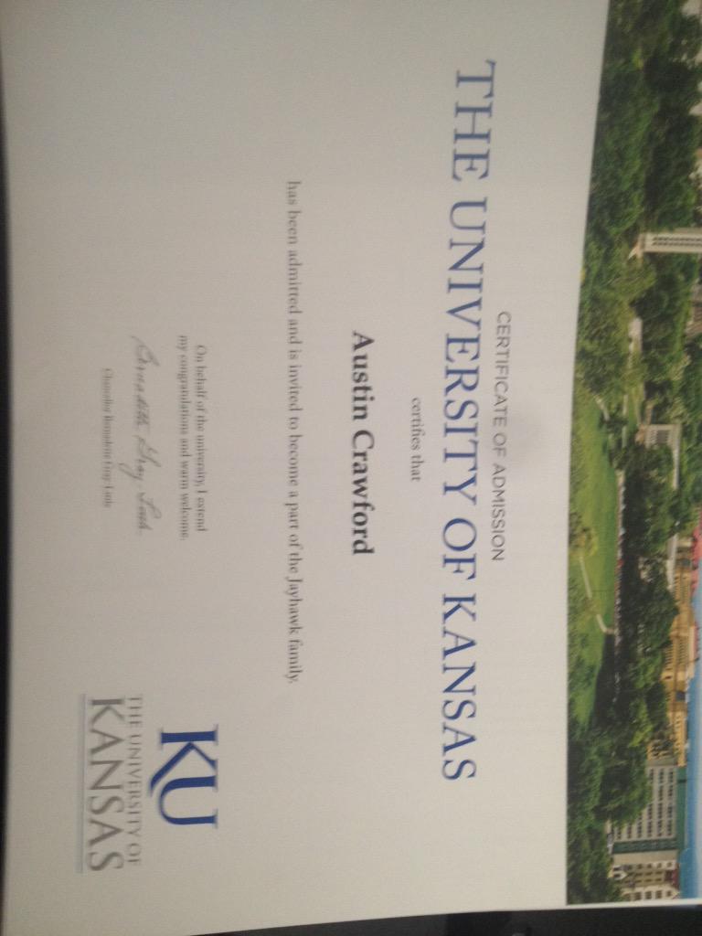 austincrawfish's tweet photo. So excited #imajayhawk http://t.co/auOVAejkcH