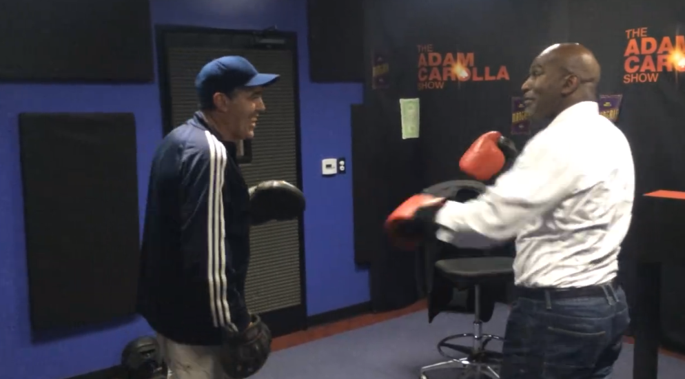 AdamCarollaShow's tweet photo. Don't miss today's show with Champ Evander @Holyfield - Ace even holds the focus pads for him http://t.co/Gy6HcrEzvg http://t.co/jiVTGBzYbw