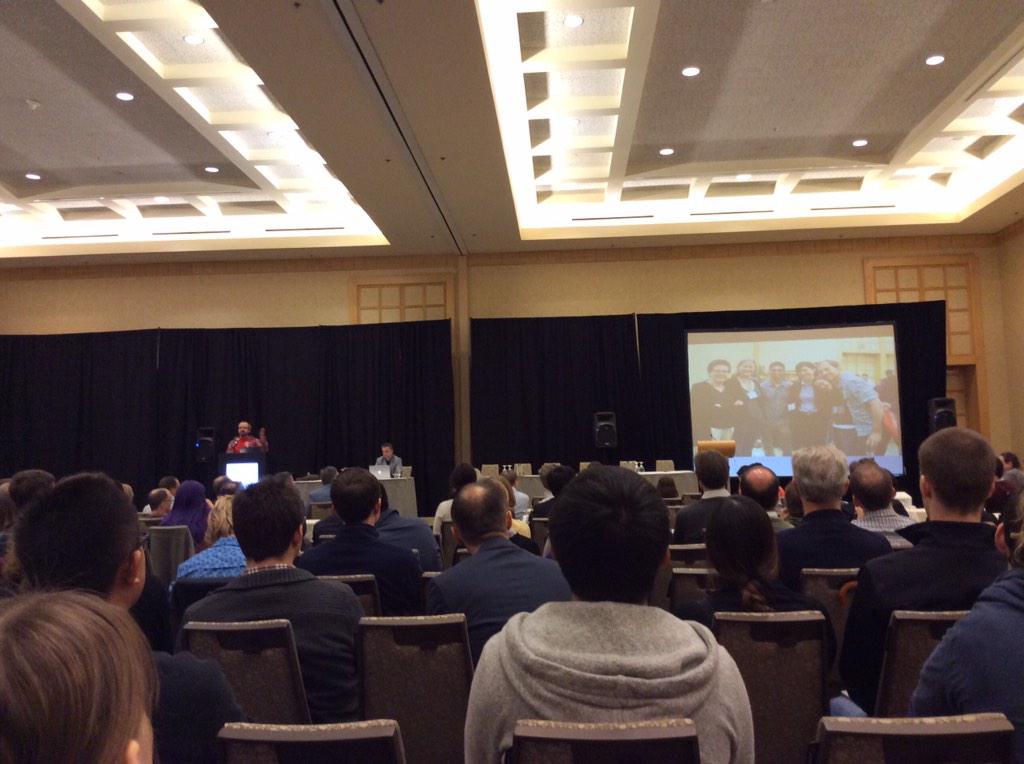 infoxiao's tweet image. #cscw2015 kicking off with a photo of us on the big screen :)