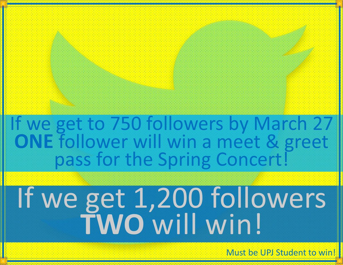 upjactivities's tweet photo. 🎉🎤🎶🎉 You could win 2 meet &amp; greets for the Spring Concert! RT to spread the word!! #UPJSpringConcert 🎉🎤🎶🎉 http://t.co/Misl9Olx5R