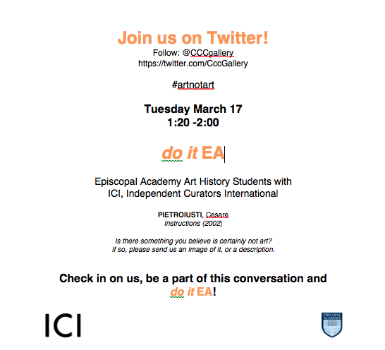 susancoote813's tweet photo. @muralarts join us? Students have questions! #doitEA @doit_INTL Twittr convo #artnotart 3/17 1:20 EST @EA_ARTHISTORY http://t.co/pcPfHlXbXw