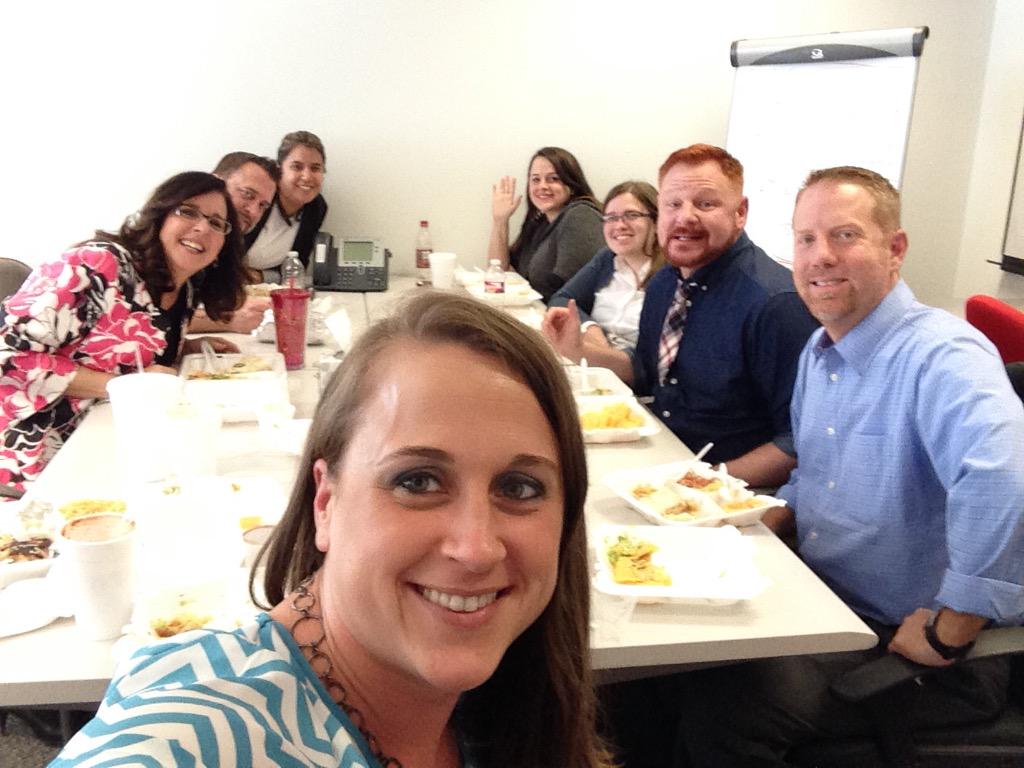 RecruiterBritt's tweet photo. Lunch for Carol's first day!! We haven't scared her off yet @ALYATYOU :) #yourewelcome #adeccodallas #LoveWhatYouDo http://t.co/UAdR3qtmvC