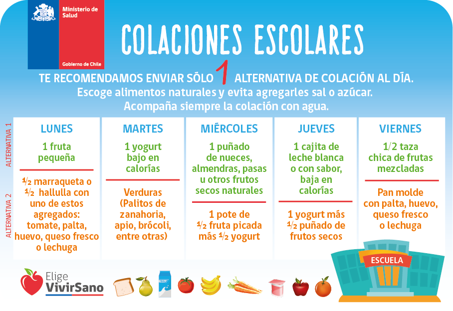 ¿Ideas para colaciones saludables de sus hijos?