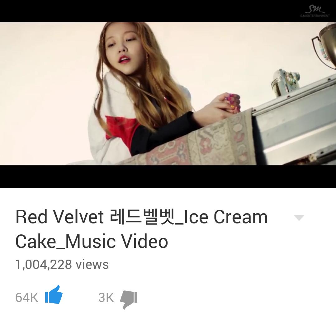 RedVelvetGlobal's tweet photo. 레드벨벳 Red Velvet's 'Ice Cream Cake' MV surpasses 1 million views in just 17 hours! https://t.co/QSJchBQBMb http://t.co/N5Vgllfqyb