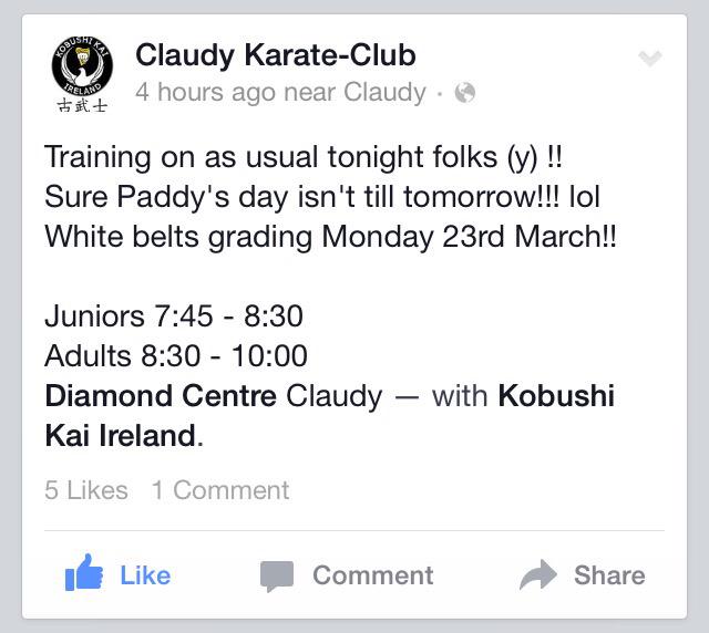 ClaudyKarate's tweet photo. Training on as usual tonight folks 👊👊👊 http://t.co/OIrI0JS8s4