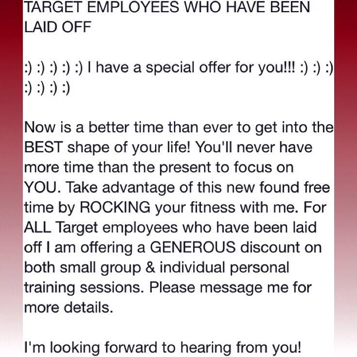KirkDeWindtPT's tweet photo. TARGET EMPLOYEES WHO HAVE BEEN LAID OFF. #minneapolis #stpaul #twincities MN #minnesota #target #targetlayoffs http://t.co/k9jbz9h2ER