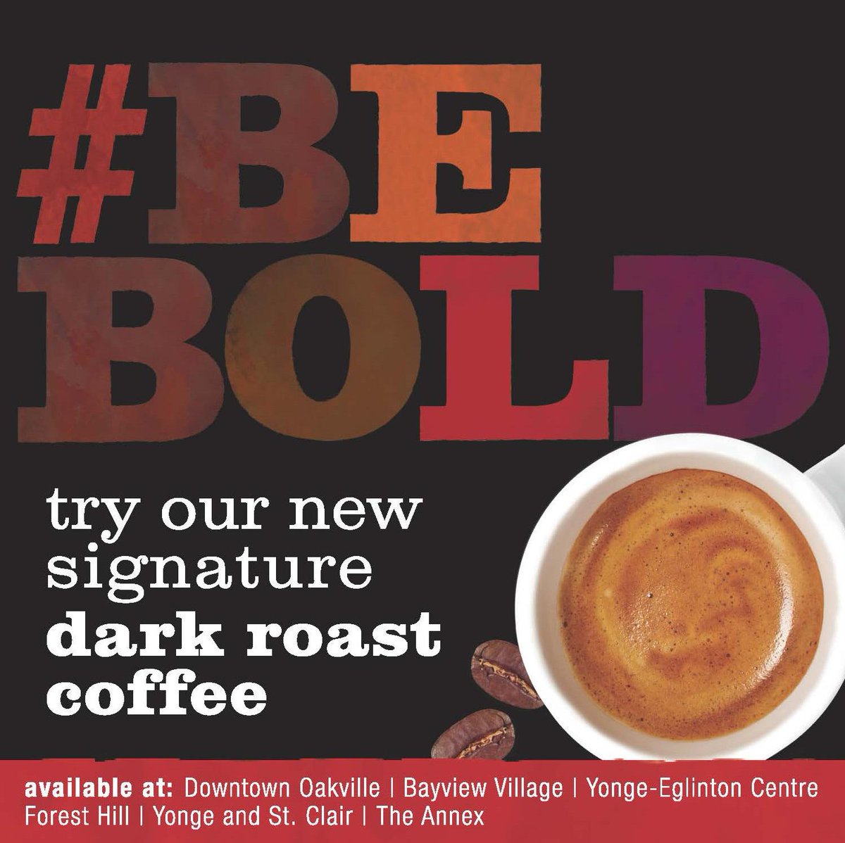 Tell your friends about our new signature #darkroast coffee. First 10 RTs win two free cups of BOLD! #bebold