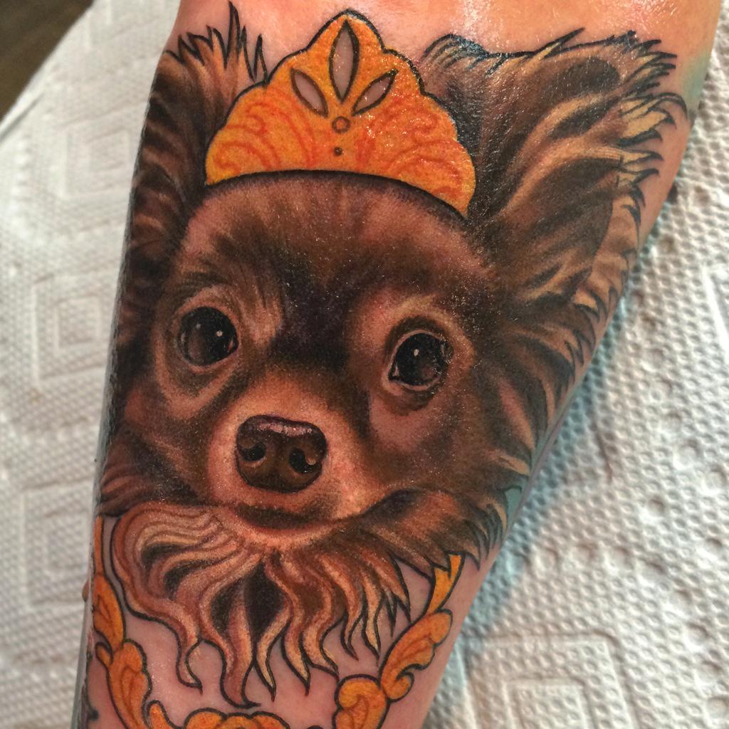 Megan_Massacre's tweet photo. Started this puppy princess tattoo yesterday at @woostersocial, can't wait to finish it! 🐶 http://t.co/Wlvct5SrGL