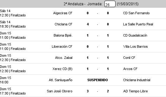 2ª Andaluza - J26. @CDGuadalcacin continúa líder. Ver Clasificación: tinyurl.com/kr7wf98