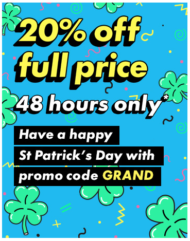 GoskeyDeals's tweet photo. Did someone say St Patty's day at #ASOS? Get 20% off enter promo code GRAND at checkout. 
http://t.co/CBaV8rBf0S http://t.co/TBzgSRy6Wf