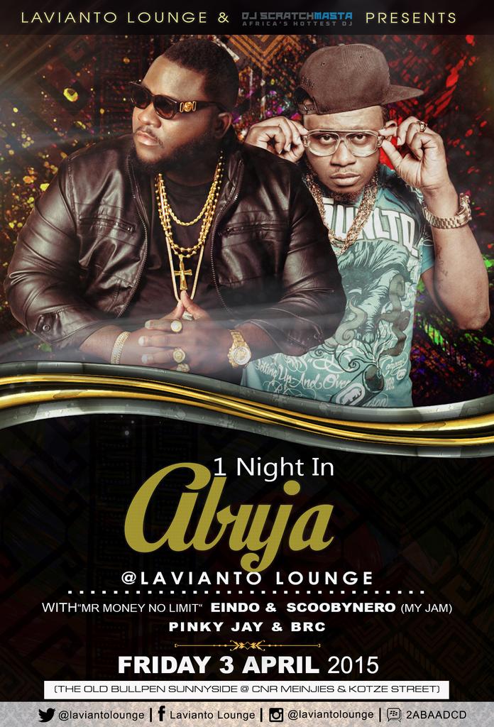 GWGPARTY's tweet photo. The turnup is gonna be real @LaviantoLounge #1NightinAbuja #April3 wit @ScratchMasta1 @RealEindo @ScoobyNero @brcTTL http://t.co/vmNzyHxOtM