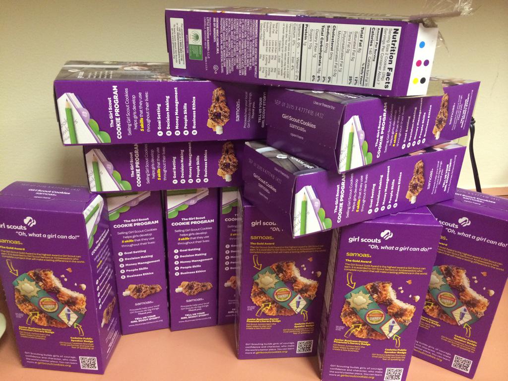 FCCin's tweet image. I think we've died and gone to @girlscouts cookie heaven in the @FCCin break room! #yum #distracting #carameldelites