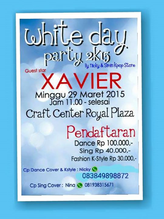 [EVENT] White Day Party 2K15 | 29 mar '15 | craft center Royal Plaza | jam :11.00- 21.00 info https://t.co/2I6iLD5Nwi https://t.co/ML7jkd7KK9