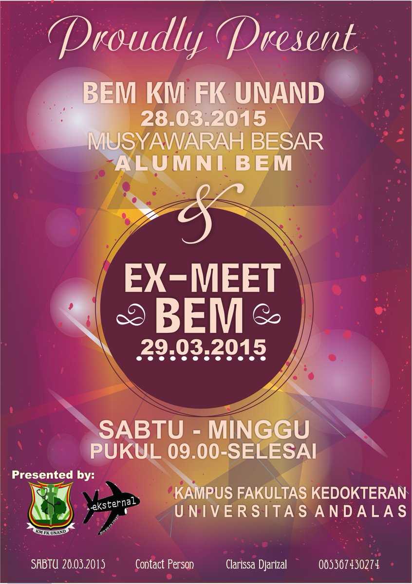 Ada kabar gembira untuk kita semua!!!! EX-MEET dan EX-BEM CORPORATION akan dilaksanakan pada tgl 28-29 Maret 2015