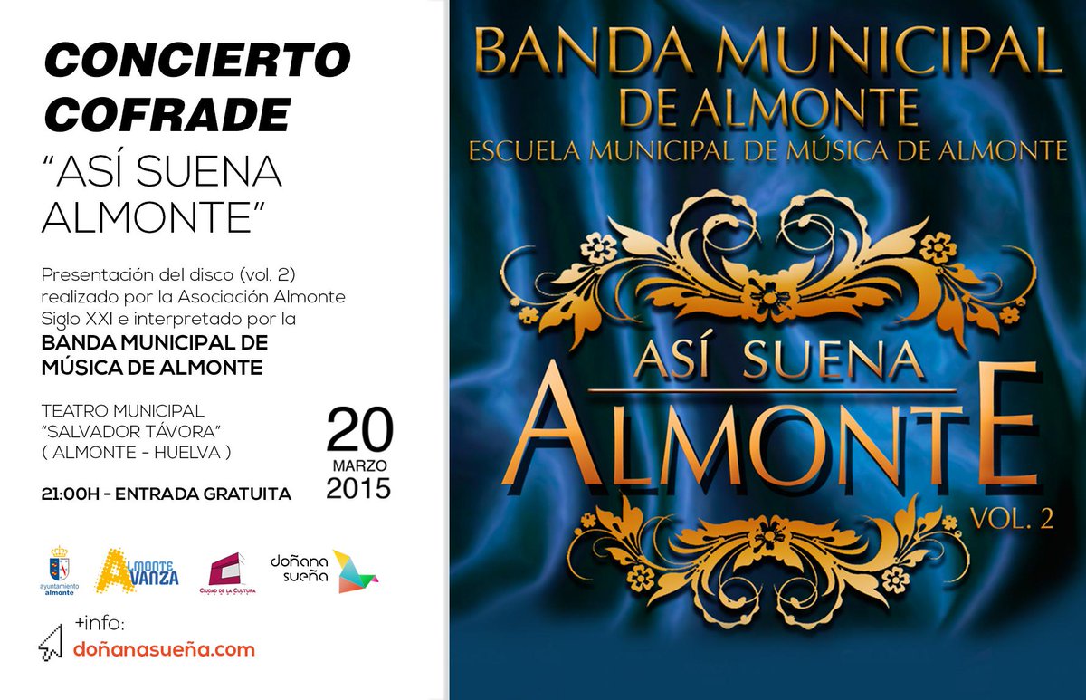 El día 20 sonará Almonte en el Salvador Távora con el "Concierto Cofrade". Entrada gratuita. #GraciasAlmonte