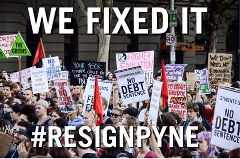 forevertoremain's tweet photo. We won this round. But Pyne has pledged to try again! All out for March 25 protests! 
#auspol #stupol #resignpyne http://t.co/BfVpU6bGD0