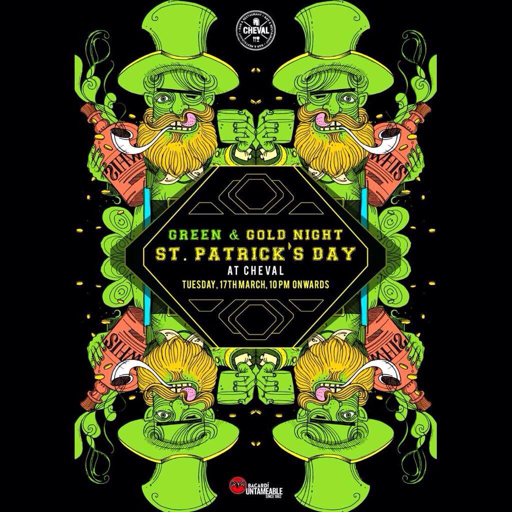 BombilTimes's tweet image. It's a Green &amp;amp; Gold night at @ChevalMumbai tonight for #StPattysDday! #BombilTuesday